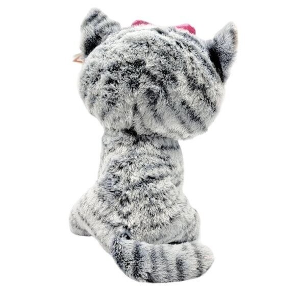 2/$15 Ty Beanie Boos Plush Gray 9" Glitter Eyes Tabby Kitten Tag 2016 Kiki Cat - Picture 4 of 11